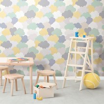 만능풀바른벽지 합지 H1085-2 클로티 옐로우민트, 일반풀바른벽지