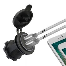 4.2A USB 충전 2포트 카라반 캠핑카 DIY 게이지 소켓 매립형 볼트 메타 시가, 충전2포트4.2A