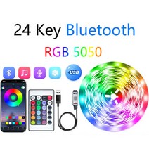 LED 스트립 컴퓨터 조명 USB 적외선 색상 변경 바 램프 스크린 TV 네온 5050 RGB 침실 장식, [05] BT 24keys full set, [04] 4 메터