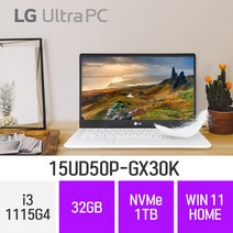 LG 울트라PC 15UD50P-GX30K [ CPU 12세대 무상 업그레이드], 32GB, 1TB, 윈도우 포함, 1TB, 코어i3