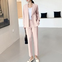 여성 투피스 자켓 팬츠 세트 정장 슬랙스 스트랩 셋업 수트