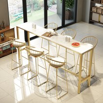 북유럽 대리석 마블 홈바테이블 주방 골드인테리어 사이드테이블 창가바테이블, 120길이x40너비x105높이화이트대리석