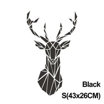 붙이는거울 아크릴 거실 욕실 현대 스타일 사슴 헤드 스티커 거울 표면 전사 벽 아트 월페이퍼 셀프 접착 스마트 홈 어플 라 이언 스, [01] Black, [02] S(43x26CM)