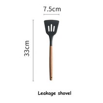 1 개/대 실리콘 조리기구 주방 액세서리 세트 국자 계란 비터 삽 비 스틱 나무 손잡이 주걱, 0 Leakage Shovel