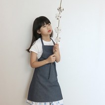 초등학생 주니어 데님 앞치마 두건 팔토시 / 미술 공방 방과후 / 핸드메이드 주문제작, 자수앞치마+두건