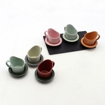 달소금 예쁜 도자기 믹스 종이컵 홀더/받침세트(6color), 색상:민트SET(무광), 단품