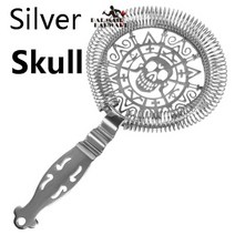 나만의 홈바 칵테일 만들기 바 스트레이너 스프링 스테인레스 스틸 디럭스 도구, [40] Silver Skull
