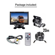 어라운드뷰 후방 사이드 카메라 4Pin IR 나이트 역전 백업 시스템 12V 24V 7 quotLCD 모니터 자동차 후면, 07 블랙 cam 20m Set