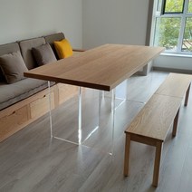 나무 식탁 아크릴 직사각형 테이블 탁상 두께 5cm, 120x60x75(파인쥬스탁상두께5cm)