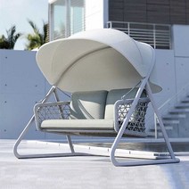 북유럽풍 그네의자 야외 실내 발코니 스윙 펜션 정원, 3인용 (알루미늄 프레임)쿠션 베개 제공