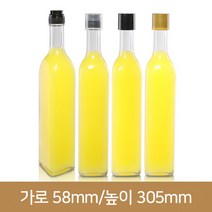 유리병 사각투명 500ml (A) (계량더블캡), 투명, 1개