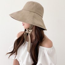 블루씨티 린넨 와이어 코튼 리본 보넷 모자