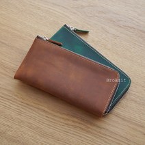 핸드메이드 빈티지 천연 소가죽 오일 풀업 레더 동전 카드 장지갑 휴대폰 파우치
