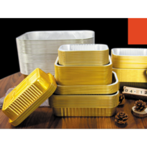 [대량 구매/ 주문제작가능] 일회용 포장박스 배달 알루미늄 도시락 20개 골드 종이박스 생선구이 캠핑 여행 일회용 도시락, QWF184(930ml)