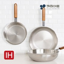 키친아트 피앙세 통5중 스텐 인덕션 후라이팬 궁중팬 20cm 28cm 엠보싱 프라이팬 5ply 우드손잡이, 01_ 피앙세 통5중 후라이팬 20cm