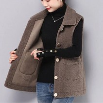 여성조끼 모방 양고기 세분화 벨벳 조끼 자켓 여성 중년 어머니 느슨한 아웃웨어 모피 조끼 자켓 엄마 조끼 탑 브라운