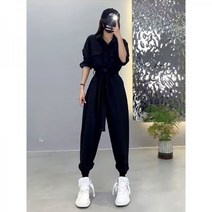 멜빵바지 치마바지 여성점프수트 MGJO 2023 봄 스위트 쿨 데님 여 점프슈트 추동 어른 한 세트 그레이 S