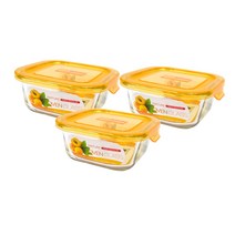 뉴오븐글라스 스마트 정사각 520ml-3개/오븐용기/밀폐용기/내열유리/전자레인지