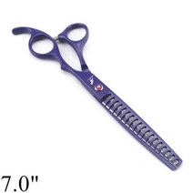 애견 숱 커브 요술 가위 강아지 개 손질 전문 65 7 일본 440C 숱이 청커 생선 뼈 이빨 24, Purple-7 inch
