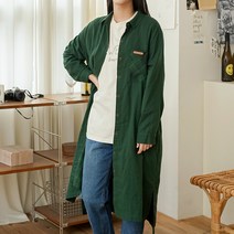포알 체크 트임 롱 셔츠