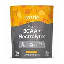 126048 Tattle Vegan BCAA 분말 및 전해질 – 깨끗한 천연 BCAA(2:1:1) 및 근육 지구력 회복 및 수분 공급을 위한 전해질 비건 인증(복숭아 망고 3, 복숭아 망고, 14.82 온스(1팩)