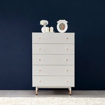 퍼니브라운 랩소디 5단서랍장 서랍장, 화이트 철제다리