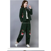 SAMARA 꽃무늬 원단 자수 긴팔 자켓 소세지 바지 한복