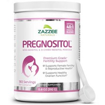 Zazzee PREGNOSITOL 파우더 230회 적인 40:1 비율 정확한 복용량 프리 스쿱 프리미엄 마이오 이노시톨 D키로 엽산 혼합물 비건 비GMO 성분