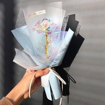 LED 홀로그램 장미 엘사꽃다발 크리스탈 꽃다발 겨울왕국, 투명쇼핑백(+2000), 화병(대+5900)