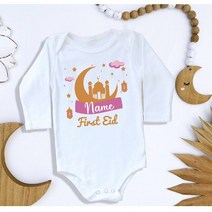 돌 맞춤형 Eid 라마단 아기 롬퍼 유아 긴팔 점프수트 이슬람 복장 소년 소녀 옷