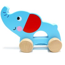 1세 한살 아기 끌고 노는 코끼리 원목교구 촉감발달 영유아 육아템 EQ IQ