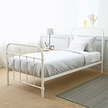 말런 싱글 철제침대 프레임 2color, 아이보리