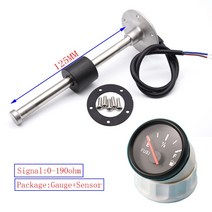 유면계 유량계 레드 백라이트 연료 게이지 52MM 연료 레벨 센서 125MM 175MM 225MM 275MM 0-190ohm 보트 용, 02 125mm, 02 125mm