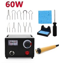 Pyrography-100W 다기능 디지털 디스플레이 전기 조롱박 나무 낙화술 기계 20 개 가열 펜 헤드 포함, 01 60W_03 UK, 01 60W_03 UK