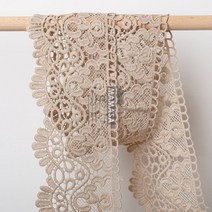프리미엄 자수 원단 레이스 펀칭 천 치마 리폼 면 줄 의류 웨딩 부재료 스커트 밑단 DIY, 카키91cm