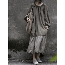 기향 디자이너 오버핏 셔링 롱원피스 a373040