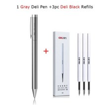 샤오미-델리 메탈 젤 펜 롤러볼 볼펜 0.5MM, with 3Black Refill