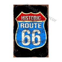 Route 66-빈티지 금속 주석 사인 빈티지 레트로 차고 벽 장식 바 펍 클럽 남자 동굴 주유소, [01] 20x30cm, DF007-3