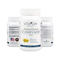 Premium Pure St Johns Wort 500MG Supplement [Helps Memory Mood Stabilizer Much More] - 100 St John Wort Capsules - Made in USA - 100％ Satisfaction War