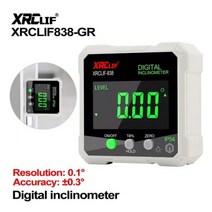 RZ 디지털 레벨 각도 게이지 360 ° 미니 측정 경사계 마그네틱베이스 전자 범용 베벨 각도기, CHINA, XRCLIF-838-GR, XRCLIF-838-GR