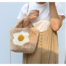 르엔젤 여성 데일리 미니 토트백 퍼가방 플라워 털가방