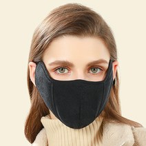 새로이 겨울 후리스 패션 골프 자외선차단 얼굴햇빛가리개 스포츠 안면 방한 마스크, 블랙