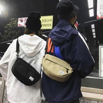 여자 남자 심플 로고 하프문 웨이스트 힙색