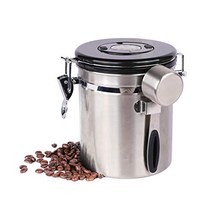 Houseables Airtight Coffee Canister Grounds Container Date Tracker 1/8 Cup Scoop 16 Oz Vault CO, 1, Stainless Steel