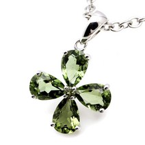 몰다바이트 목걸이 보석질 5A Silver925 펜던트 포리프 네잎 클로버 타입