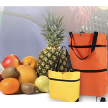 [1+1] 초간편 비비드 파우치 변신 휴대용 바퀴 장바구니, 가방형 옐로우 1+1