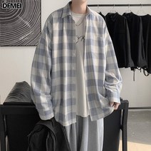 DFMEI 체크 셔츠 남 긴팔 셔츠 코트입니다.