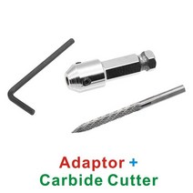 솔리드 카바이드 커터 로터리 버 4.5mm 생크 어댑터 포함 탄소강 드릴 비트 공압 드릴 비트 타이어 수리 패, 03 CutterNAdaptor