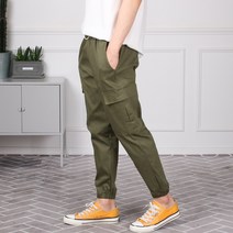 여름 기획 남자 면 린넨 스판 밴딩 카고조거팬츠