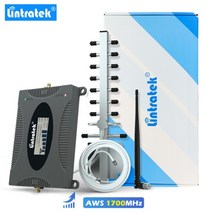 Lintratek 3G 모바일 휴대폰 신호 중계기 부스터 증폭기 UMTS 2100MHz밴드 1 3G 음성 및 데이터용 야기 안테나 세트, 협력사, AWS 1700MHz, 미국 플러그